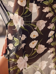 أسود - قفطان ماكسي مورد من الفيسكوز المنسوج من Baker By Ted Baker - صورة 5 من 6