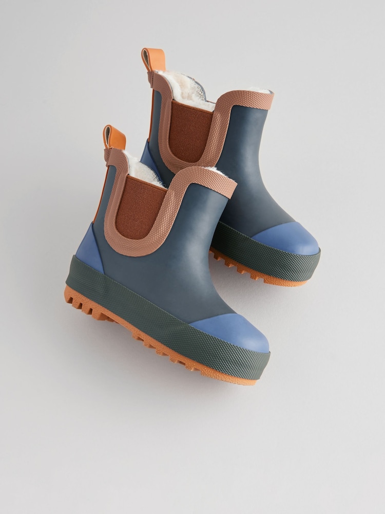 Navy Colourblock Warm Lined Ankle Wellies - Image 1 of 5