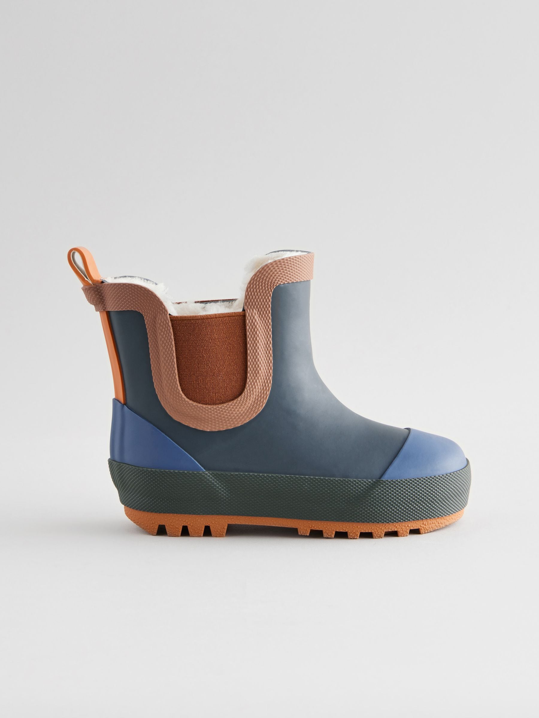 Navy Colourblock Warm Lined Ankle Wellies