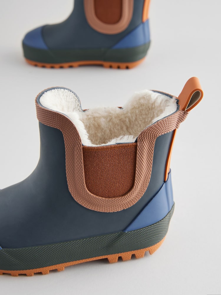 Navy Colourblock Warm Lined Ankle Wellies - Image 4 of 5