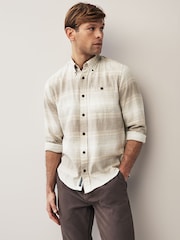 Natural Horizontal Stripe Long Sleeve Shirt - Image 1 of 10