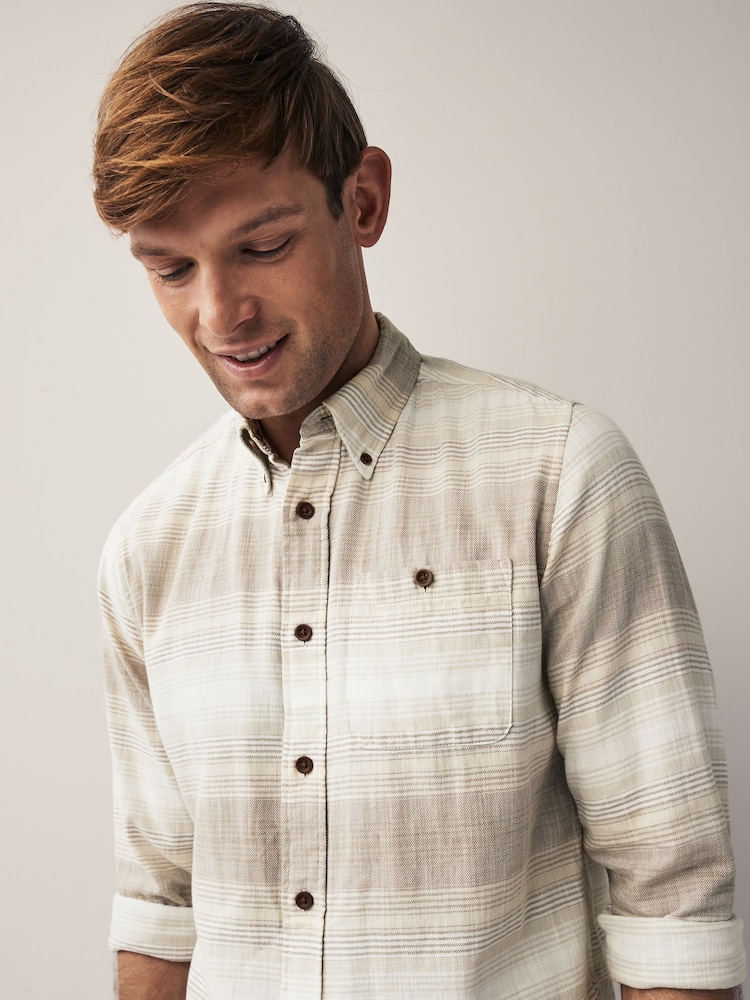 Natural Horizontal Stripe Long Sleeve Shirt - Image 4 of 10