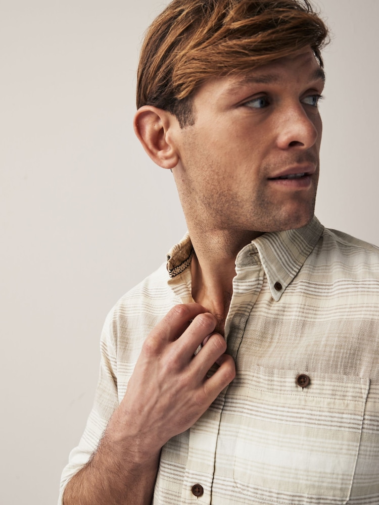 Natural Horizontal Stripe Long Sleeve Shirt - Image 5 of 10