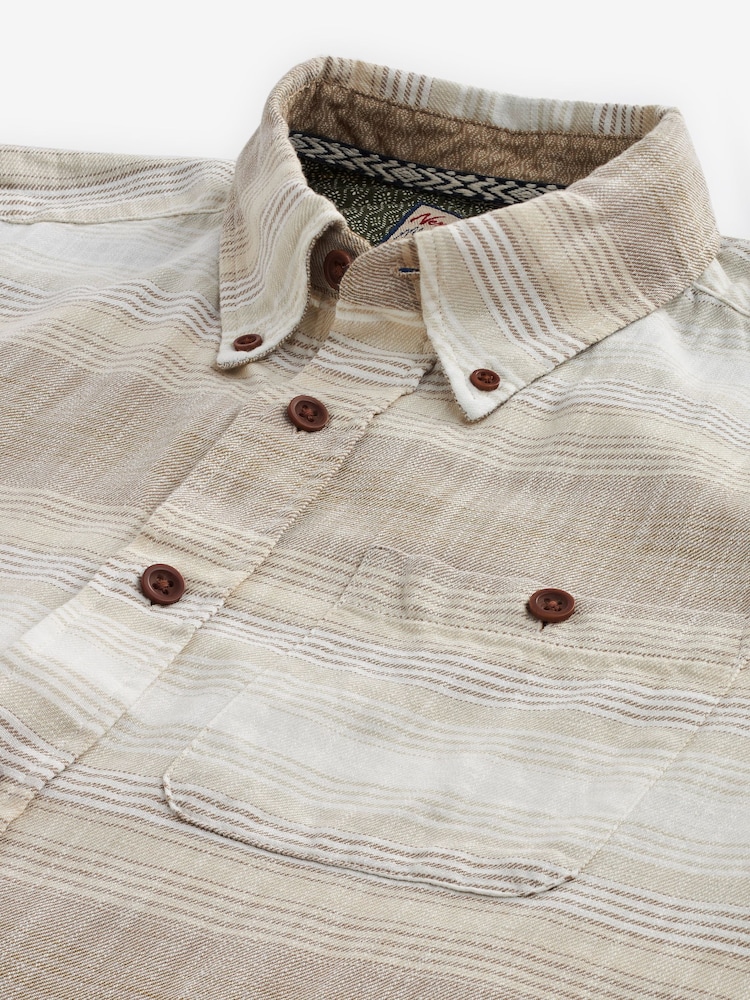 Natural Horizontal Stripe Long Sleeve Shirt - Image 9 of 10