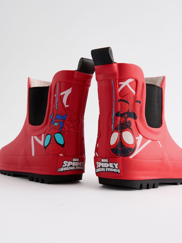 Red Spidey and Friends Warm Lined Ankle Wellies - Image 1 of 5