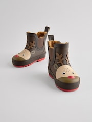 Brown Reindeer Warm Lined Ankle Wellies - Image 1 of 5