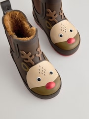 Brown Reindeer Warm Lined Ankle Wellies - Image 3 of 5