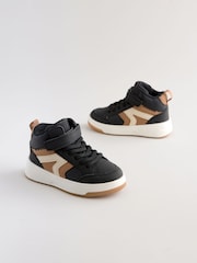 Black Elastic Lace Touch Fastening High Top Trainers - Image 1 of 5