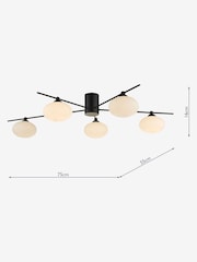 Dar Lighting Black Jasper 5 Light Semi Flush Ceiling Light - Image 3 of 4