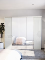 Wiemann Peyton White Glass and Mirror Semi Fitted 5 Door Wardrobe - Image 1 of 4