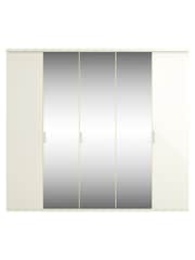 Wiemann Peyton White Glass and Mirror Semi Fitted 5 Door Wardrobe - Image 2 of 4