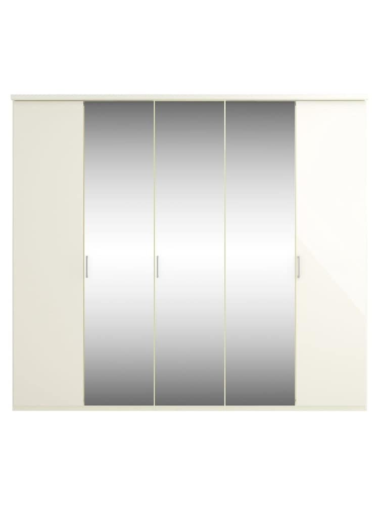 Wiemann Peyton White Glass and Mirror Semi Fitted 5 Door Wardrobe - Image 2 of 4