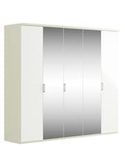 Wiemann Peyton White Glass and Mirror Semi Fitted 5 Door Wardrobe - Image 3 of 4