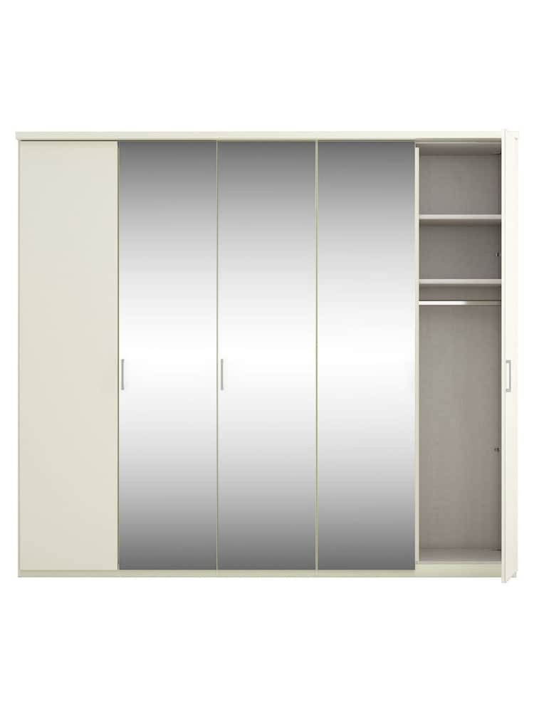 Wiemann Peyton White Glass and Mirror Semi Fitted 5 Door Wardrobe - Image 4 of 4