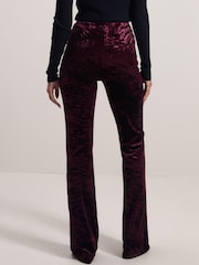 Berry Red Velvet Flare Trousers - Image 4 of 5