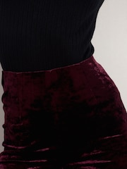 Berry Red Velvet Flare Trousers - Image 5 of 5