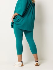 Yours Curve Blue Elasticated Waist Cropped Leggings - Image 3 of 5