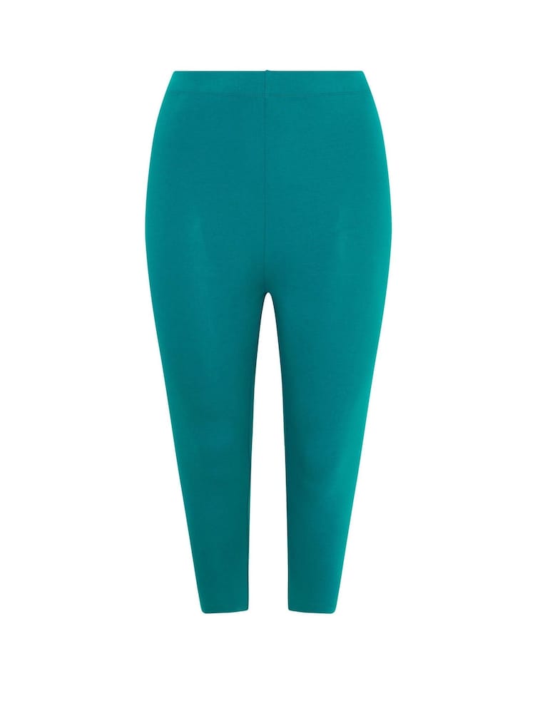 Yours Curve Blue Elasticated Waist Cropped Leggings - Image 5 of 5 Yours Curve Blue Elasticated Waist Cropped Leggings - Image 5 of 5