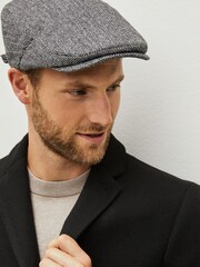Grey Herringbone Flat Cap - Image 1 of 4