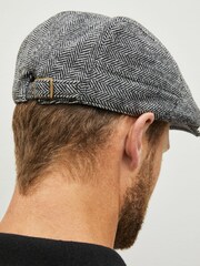Grey Herringbone Flat Cap - Image 2 of 4