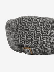 Grey Herringbone Flat Cap - Image 4 of 4