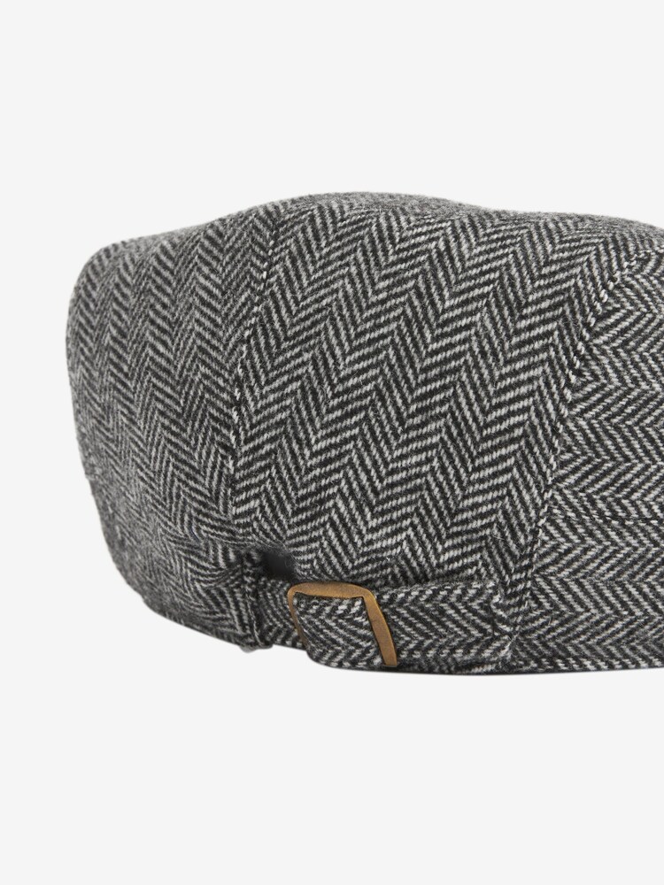 Grey Herringbone Flat Cap - Image 4 of 4