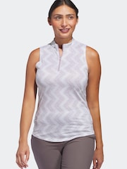 adidas Golf Womens Ultimate365 Ottoman Printed Sleeveless Polo Blouse - Image 1 of 6