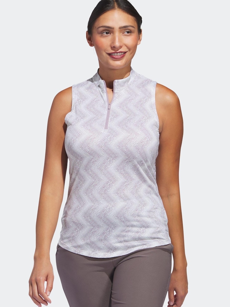 adidas Golf Womens Ultimate365 Ottoman Printed Sleeveless Polo Blouse - Image 1 of 6