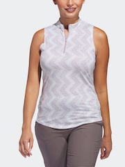 adidas Golf Womens Ultimate365 Ottoman Printed Sleeveless Polo Blouse - Image 3 of 6
