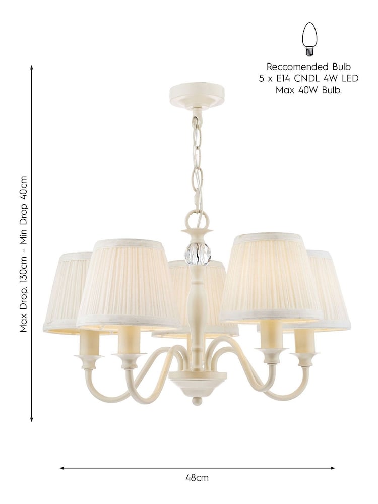 Laura Ashley Cream Ellis Chandelier 5 Light Light - Image 5 of 5