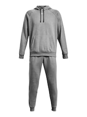 Under Armour Grey/White Under Armour Rival Fleece Tracksuit - Image 4 of 5