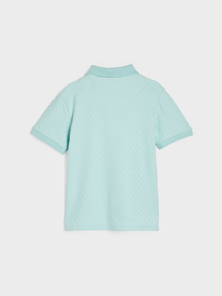 Paul Smith Junior Boys Light Blue Short Sleeve Signature Textured Polo Shirt - Image 4 of 7