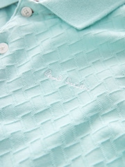 Paul Smith Junior Boys Light Blue Short Sleeve Signature Textured Polo Shirt - Image 6 of 7