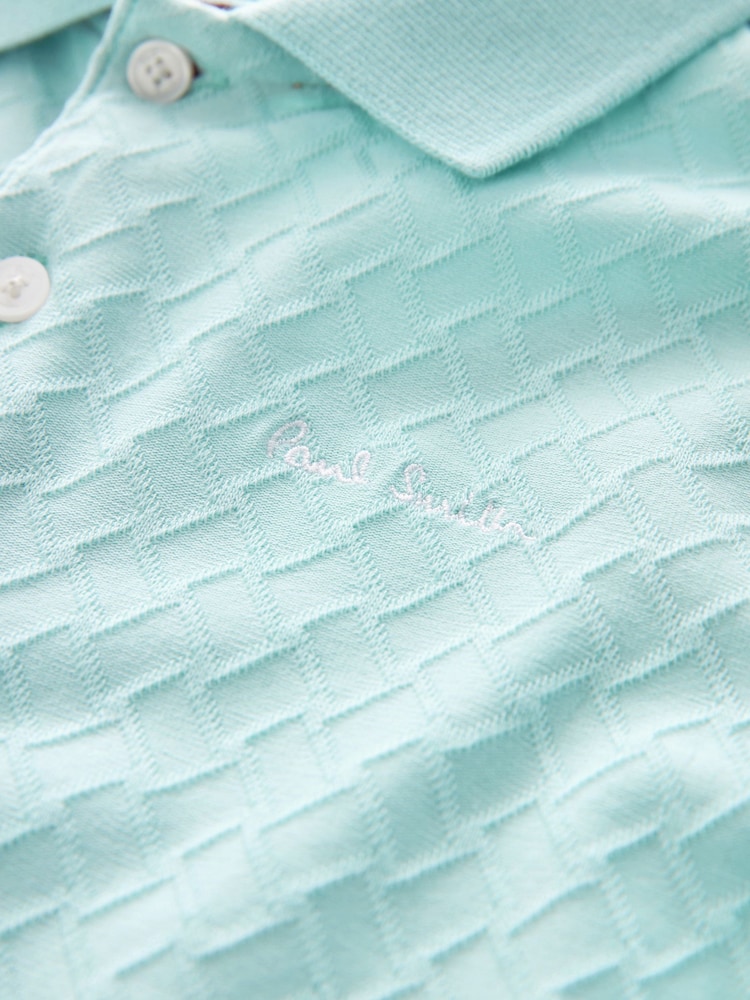 Paul Smith Junior Boys Light Blue Short Sleeve Signature Textured Polo Shirt - Image 6 of 7