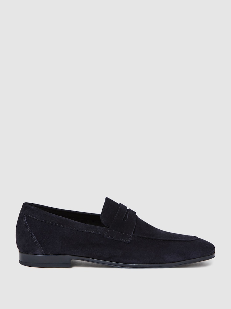 Reiss Navy Bray Suede Slip On Loafers - Image 1 of 5