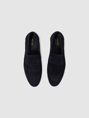 Reiss Navy Bray Suede Slip On Loafers - Image 3 of 5