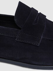 Reiss Navy Bray Suede Slip On Loafers - Image 5 of 5