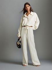 Ecru Relaxed Fit Drawstring Hem Shirt - Image 2 of 7