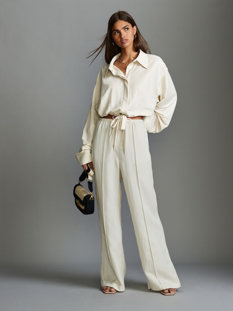 Ecru Relaxed Fit Drawstring Hem Shirt - Image 2 of 7