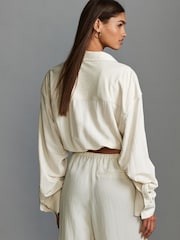 Ecru Relaxed Fit Drawstring Hem Shirt - Image 3 of 7