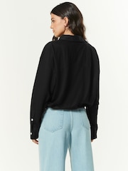 Black Relaxed Fit Drawstring Hem Shirt - Image 3 of 6