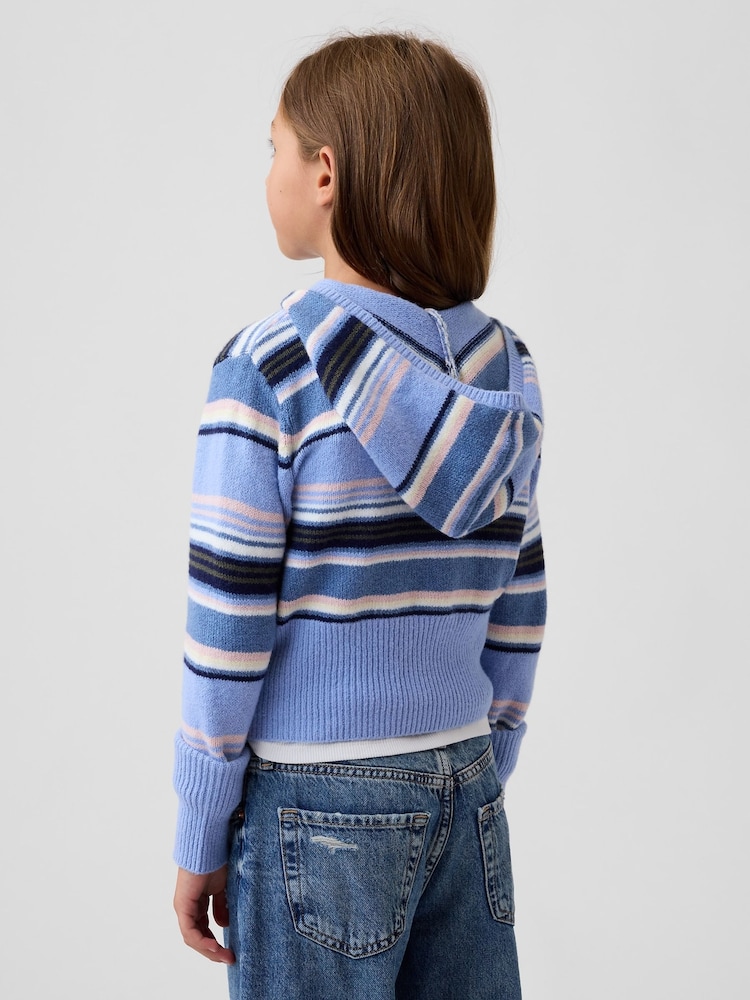 Gap Blue/Pink Stripe CashSoft Zip-Up Knitted Hoodie (4-13yrs) - Image 2 of 6 Gap Blue/Pink Stripe CashSoft Zip-Up Knitted Hoodie (4-13yrs) - Image 2 of 6