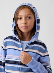Gap Blue/Pink Stripe CashSoft Zip-Up Knitted Hoodie (4-13yrs) - Image 4 of 6