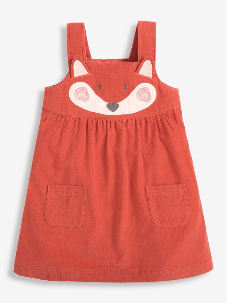 JoJo Maman Bébé Rust Girls' Fox Cord Pinafore Dress - Image 1 of 2
