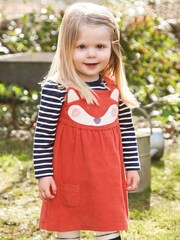 JoJo Maman Bébé Rust Girls' Fox Cord Pinafore Dress - Image 2 of 2
