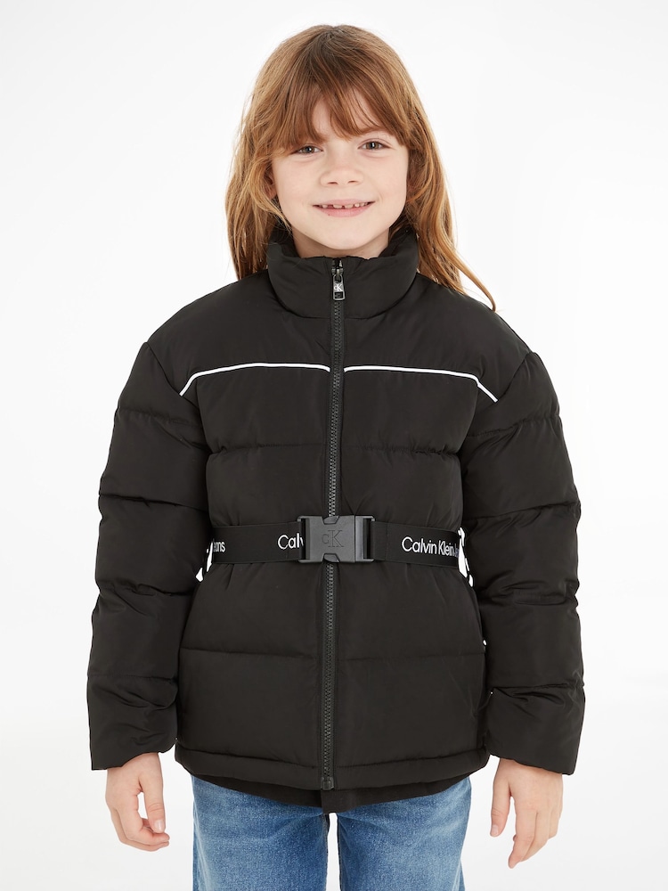 Calvin Klein Jeans Girls Logo Tape Belt Jacket - Image 1 of 6 Calvin Klein Jeans Girls Logo Tape Belt Jacket - Image 1 of 6