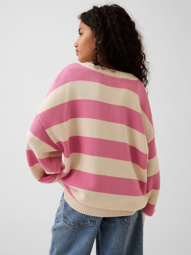 Gap Pink Stripe Oversized Sweater (4-13yrs) - Image 2 of 5