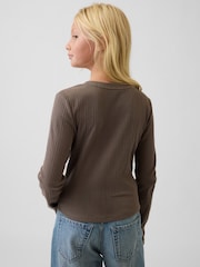 Braun - Gap Rib Henley Long Sleeve T-Shirt (5-13yrs) - Bild 2 von 4