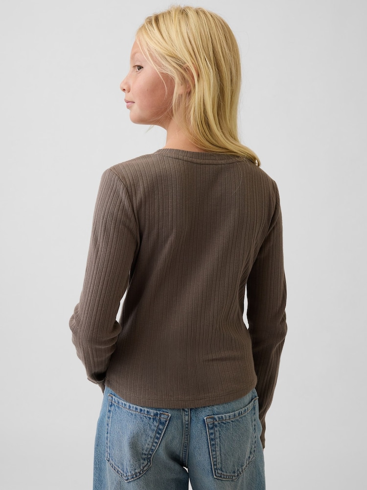 Braun - Gap Rib Henley Long Sleeve T-Shirt (5-13yrs) - Bild 2 von 4
