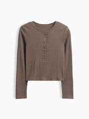 Braun - Gap Rib Henley Long Sleeve T-Shirt (5-13yrs) - Bild 3 von 4